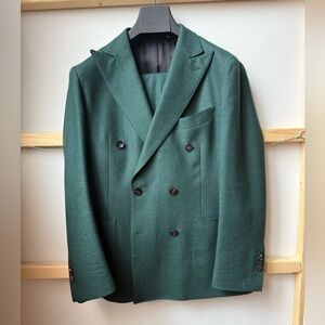 Emerald Flannel Green Havana Double Breasted